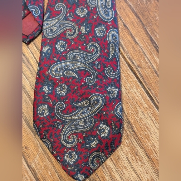 Fratelli tie 100% silk handmade in Italy red/blue paisley - Picture 3 of 6